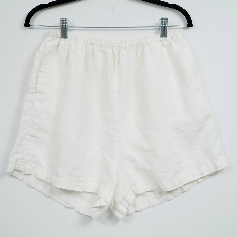 Deiji Studios White Linen Shorts Women's S High Rise 100% Linen